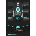 Rato Gaming Óptico USB iMICE V5 7 Botões 4000 DPI com Luz de Fundo Colorida para PC e Portátil, V5 (Branco)