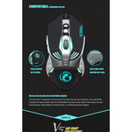 Rato Gaming Óptico USB iMICE V5 7 Botões 4000 DPI com Luz de Fundo Colorida para PC e Portátil, V5 (Branco)