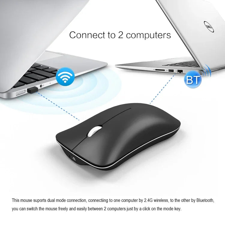 Rato Óptico Ergonómico Ajustável HXSJ T23 Bluetooth 5.0 + Bluetooth 3.0 + 2.4GHz Sem Fios Três Modos 4 Teclas 1600 DPI, T23 Preto