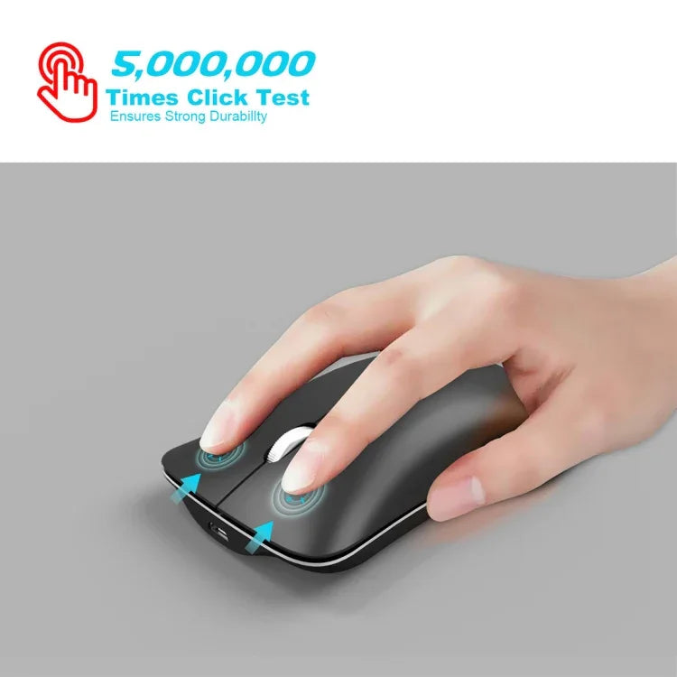 Rato Óptico Ergonómico Ajustável HXSJ T23 Bluetooth 5.0 + Bluetooth 3.0 + 2.4GHz Sem Fios Três Modos 4 Teclas 1600 DPI, T23 Preto