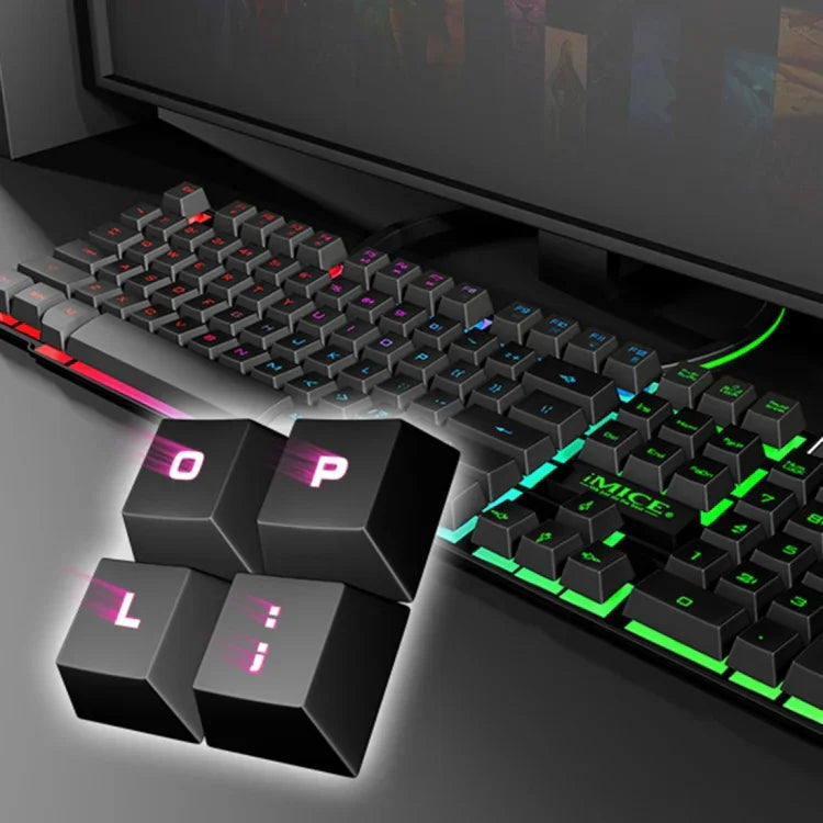 Teclado Gaming com Teclas Flutuantes iMICE AK-600 com Iluminação LED USB com Teclas Luminosas (Preto)