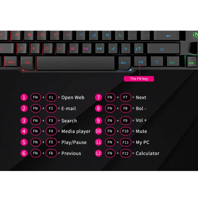 Teclado Gaming com Teclas Flutuantes iMICE AK-600 com Iluminação LED USB com Teclas Luminosas (Preto)