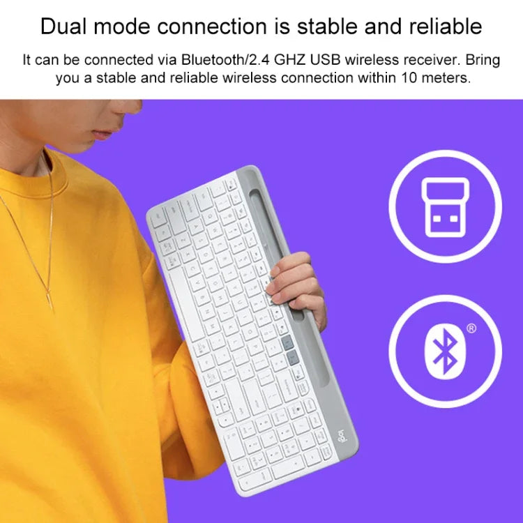 Teclado Sem Fios Fino e Leve Logitech K580 com Modos Duplos e Suporte para Telemóvel