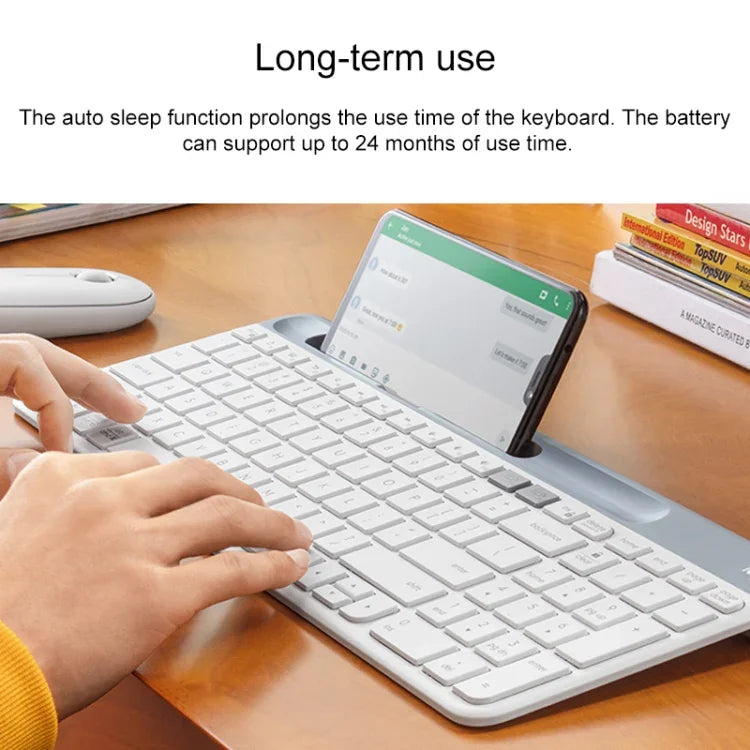 Teclado Sem Fios Fino e Leve Logitech K580 com Modos Duplos e Suporte para Telemóvel