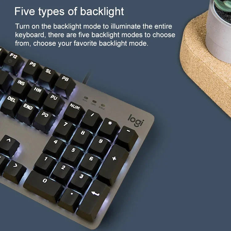 Teclado Mecânico com Fios Logitech K845 com Interruptores CHERRY Blue Axis e Retroiluminação, Comprimento do Cabo: 1,8m, CHERRY Blue Axis