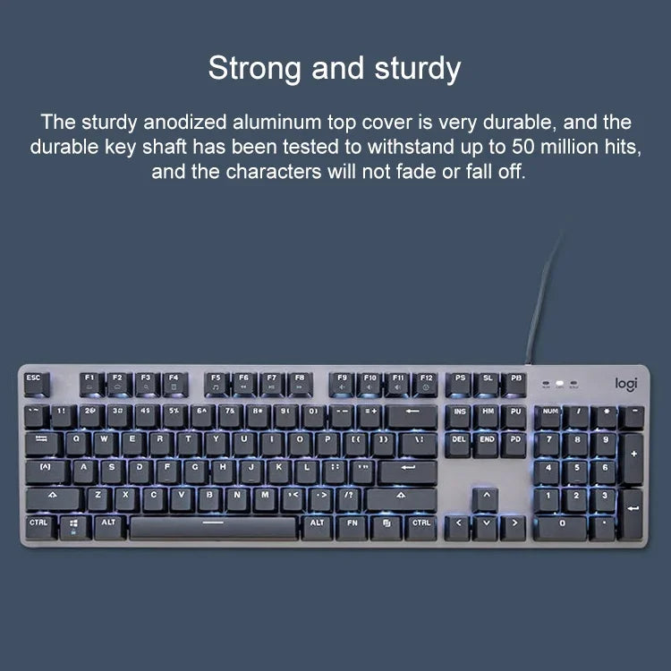 Teclado Mecânico com Fios Logitech K845 com Interruptores CHERRY Blue Axis e Retroiluminação, Comprimento do Cabo: 1,8m, CHERRY Blue Axis