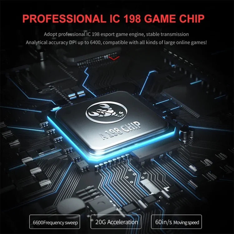 Rato Mecânico com Fios Programável para E-sports HXSJ J200 com 7 Teclas e Luz