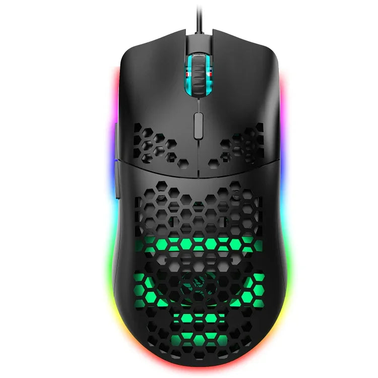 Rato Gaming Programável com Fios HXSJ J900, 6 Teclas, Iluminação RGB (Branco), J900 (Preto), J900 (Branco)