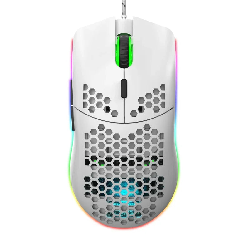 Rato Gaming Programável com Fios HXSJ J900, 6 Teclas, Iluminação RGB (Branco), J900 (Preto), J900 (Branco)