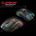 Rato Gaming Programável com Fios HXSJ J900, 6 Teclas, Iluminação RGB (Branco), J900 (Preto), J900 (Branco)