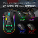 Rato Gaming Programável com Fios HXSJ J900, 6 Teclas, Iluminação RGB (Branco), J900 (Preto), J900 (Branco)