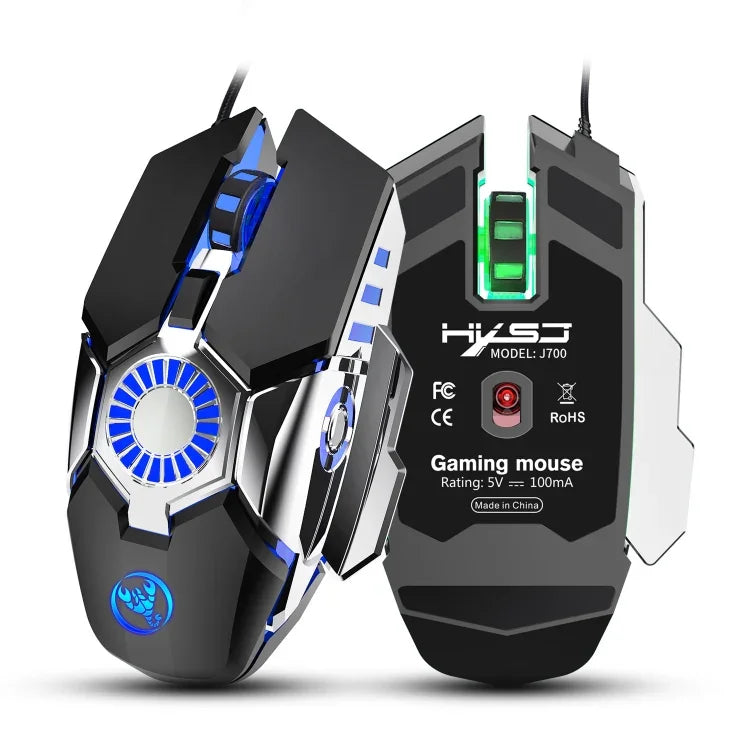Rato Gaming com Fios Programável para E-sports HXSJ J700 com Iluminação Colorida, J700