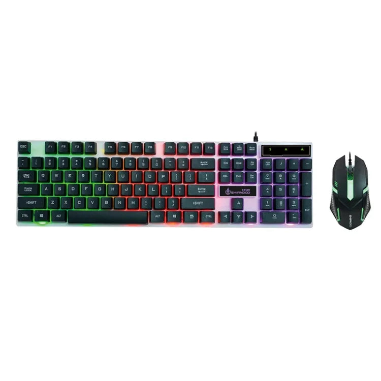 Kit Teclado com Retroiluminação RGB e Rato 3D Cool com Sensação Mecânica SHIPADOO D280 para Portátil, PC, Retroiluminação RGB