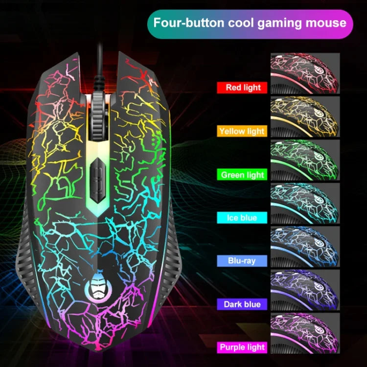 Kit Teclado Gaming com Fios SHIPADOO D620 com 104 Teclas e Retroiluminação RGB Colorida Estilhaçada para Portátil, PC