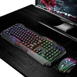 Kit Teclado Gaming com Fios SHIPADOO D620 com 104 Teclas e Retroiluminação RGB Colorida Estilhaçada para Portátil, PC