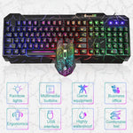 Kit Teclado Gaming com Fios SHIPADOO D620 com 104 Teclas e Retroiluminação RGB Colorida Estilhaçada para Portátil, PC