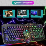 Kit Teclado Gaming com Fios SHIPADOO D620 com 104 Teclas e Retroiluminação RGB Colorida Estilhaçada para Portátil, PC