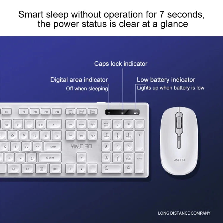 Conjunto Teclado e Rato Silencioso Sem Fios para Escritório e Negócios YINDIAO V3 Max