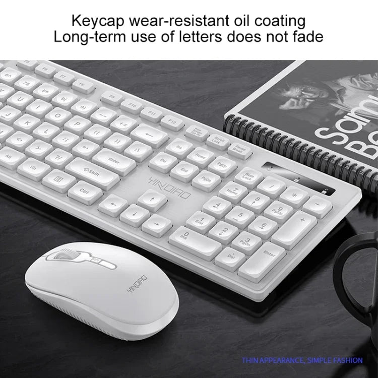 Conjunto Teclado e Rato Silencioso Sem Fios para Escritório e Negócios YINDIAO V3 Max