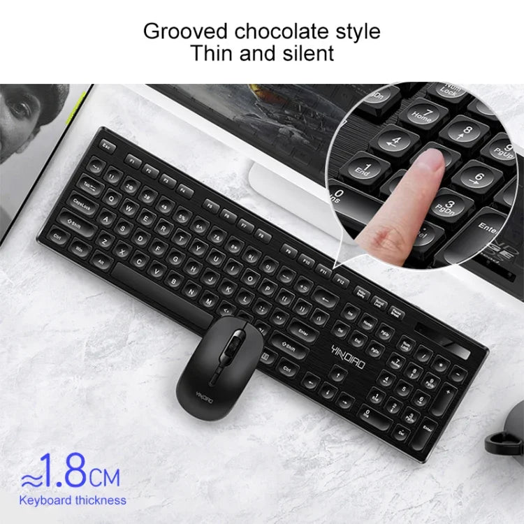 Conjunto Teclado e Rato Silencioso Sem Fios para Escritório e Negócios YINDIAO V3 Max