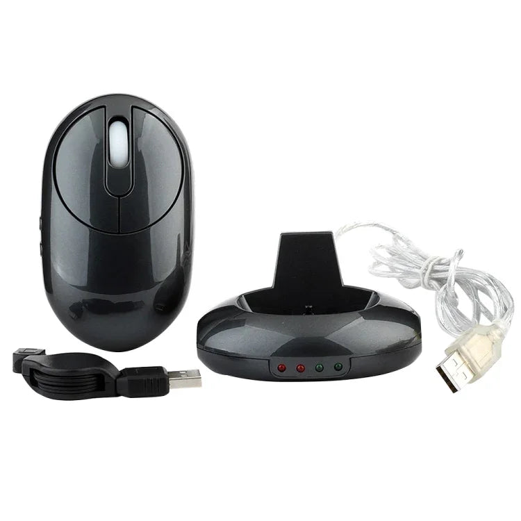 Rato Óptico Sem Fios Recarregável 2.4G 1200 DPI MZ-012 com HUB USB de 3 Portas / Base de Carregamento