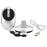 Rato Óptico Sem Fios Recarregável 2.4G 1200 DPI MZ-012 com HUB USB de 3 Portas / Base de Carregamento
