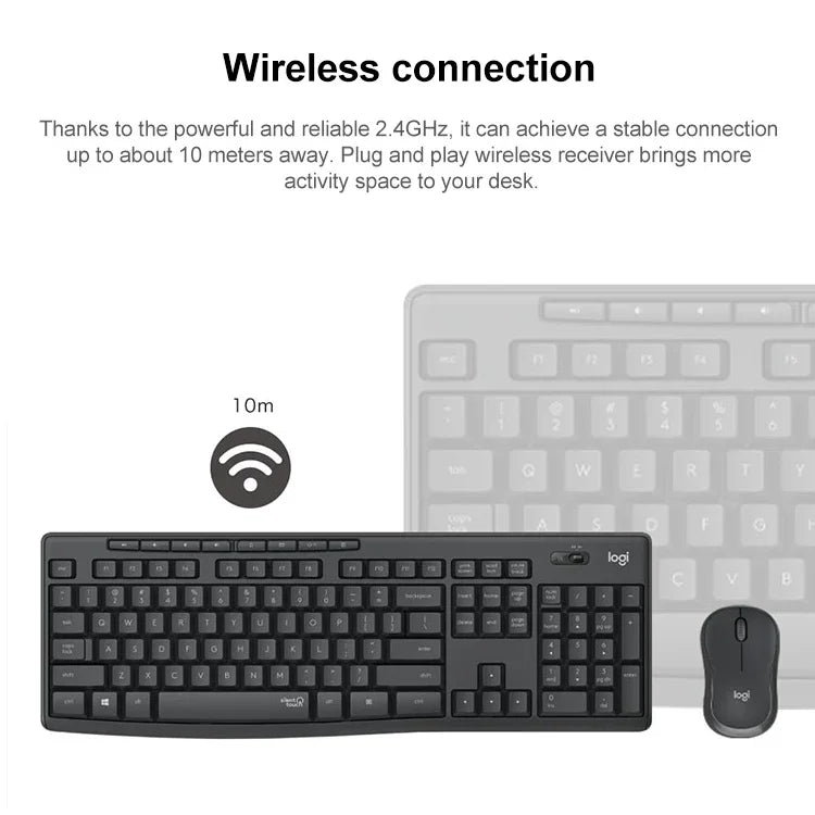 Conjunto Teclado e Rato Sem Fios Silencioso USB Logitech MK295
