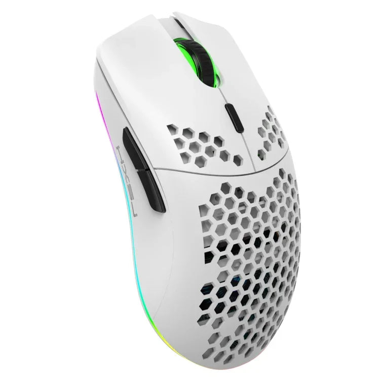 Rato Gaming Sem Fios Programável com Iluminação Colorida e 7 Teclas HXSJ T66, T66 (Branco)