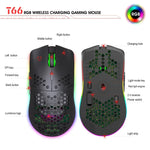 Rato Gaming Sem Fios Programável com Iluminação Colorida e 7 Teclas HXSJ T66, T66 (Branco)