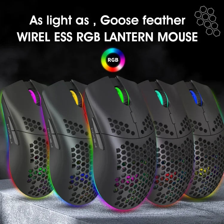 Rato Gaming Sem Fios Programável com Iluminação Colorida e 7 Teclas HXSJ T66, T66 (Branco)