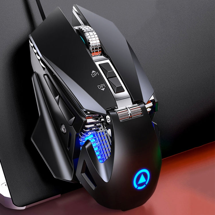 Rato Mecânico Metálico com Fios YINDIAO G10 com 7 Teclas, 7200DPI, 7 Modos Ajustáveis, Luz RGB, Macro Hardcore, Estilo: Versão Áudio