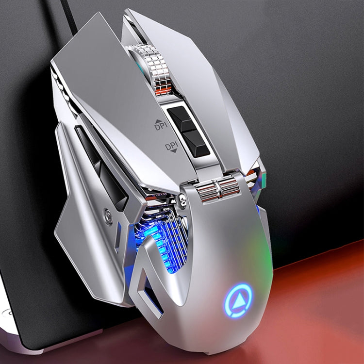 Rato Mecânico Metálico com Fios YINDIAO G10 com 7 Teclas, 7200DPI, 7 Modos Ajustáveis, Luz RGB, Macro Hardcore, Estilo: Versão Áudio