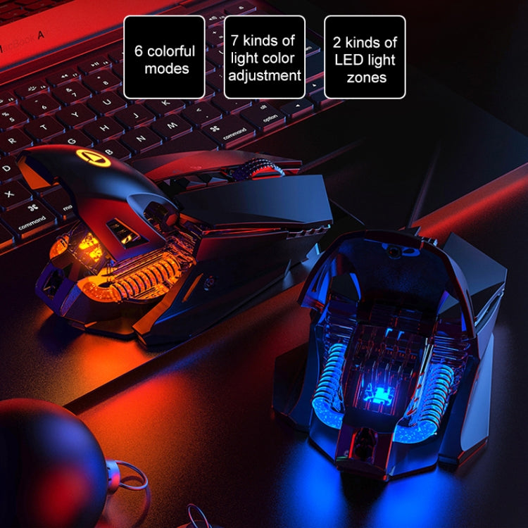 Rato Mecânico Metálico com Fios YINDIAO G10 com 7 Teclas, 7200DPI, 7 Modos Ajustáveis, Luz RGB, Macro Hardcore, Estilo: Versão Áudio