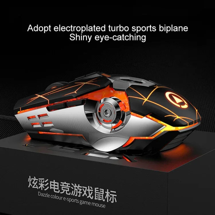 Rato Gaming Mecânico com Fios YINDIAO com 7 Teclas, 3200DPI, 4 Modos Ajustáveis, Luz RGB, Estilo: Versão Silenciosa