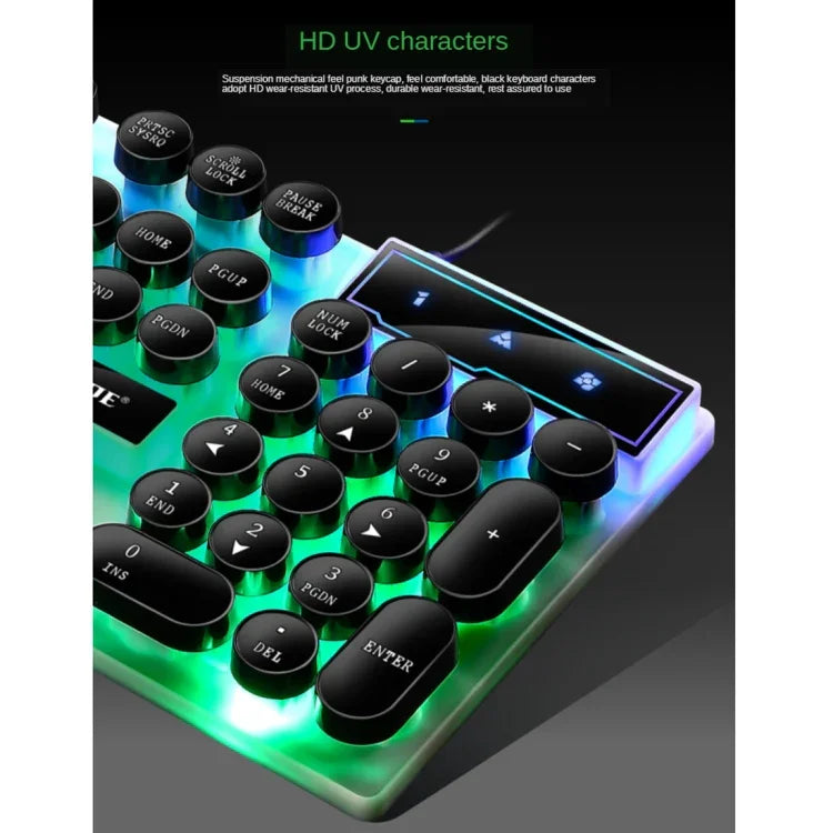 Conjunto Teclado e Rato com Fios TX300, Teclado Retroiluminado com Sensação Mecânica Punk