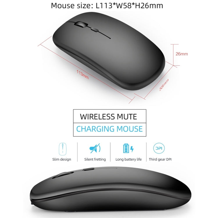 HXSJ M90 Rato Ultrafino Silencioso Recárregavel 2.4GHz, Modo Duplo Sem Fios Bluetooth para Portátil