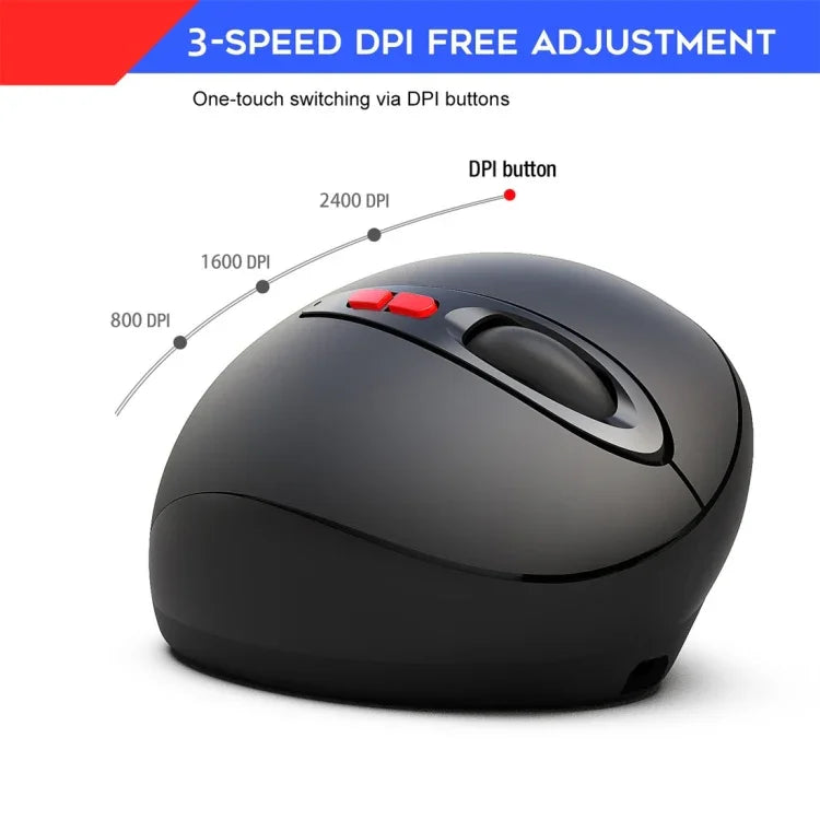 HXSJ T33 Rato Óptico Ergonómico Sem Fios 2.4GHz para Portátil