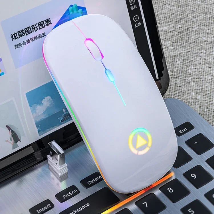 YINDIAO A2 Rato Sem Fios Recárregavel Silencioso com Luz RGB, 2.4GHz, 1600DPI, 3 Modos Ajustáveis, Versão Recárregavel