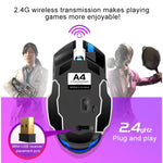 YINDIAO A4 Rato para Jogos Sem Fios Recárregavel Silencioso, 2.4GHz, 1600DPI, 3 Modos Ajustáveis (Cinza Prateado), Preto Prateado