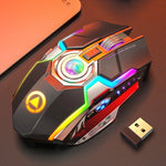 YINDIAO A5 Rato para Jogos Sem Fios Recárregavel Silencioso com Luz RGB, 2.4GHz, 1600DPI, 3 Modos Ajustáveis
