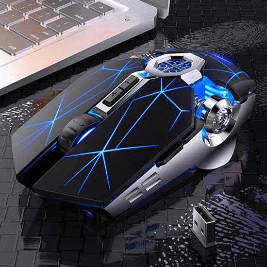 YINDIAO A7 Rato para Jogos Sem Fios Recárregavel Silencioso com Luz RGB, 2.4GHz, 1600DPI, 3 Modos Ajustáveis, 7 Teclas