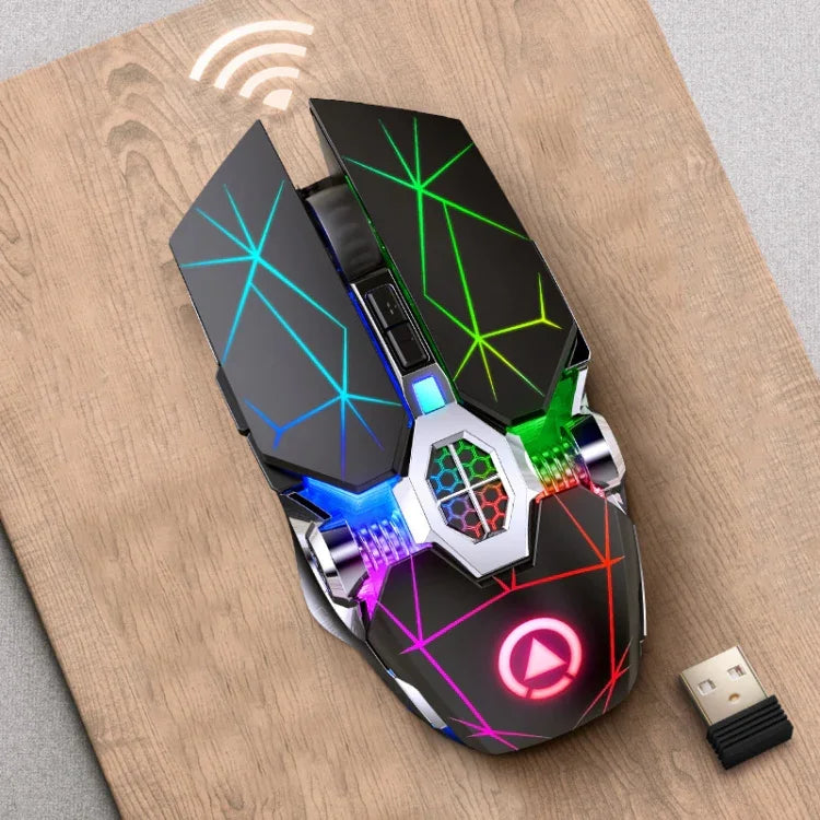 YINDIAO A7 Rato para Jogos Sem Fios Recárregavel Silencioso com Luz RGB, 2.4GHz, 1600DPI, 3 Modos Ajustáveis, 7 Teclas