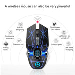 YINDIAO A7 Rato para Jogos Sem Fios Recárregavel Silencioso com Luz RGB, 2.4GHz, 1600DPI, 3 Modos Ajustáveis, 7 Teclas