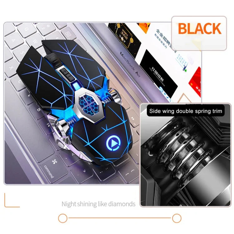 YINDIAO A7 Rato para Jogos Sem Fios Recárregavel Silencioso com Luz RGB, 2.4GHz, 1600DPI, 3 Modos Ajustáveis, 7 Teclas