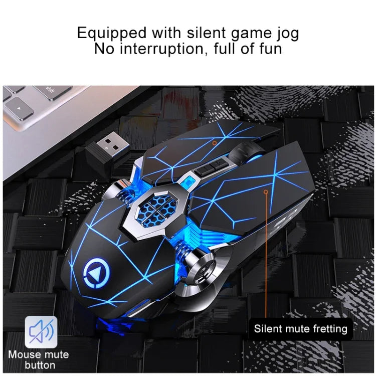 YINDIAO A7 Rato para Jogos Sem Fios Recárregavel Silencioso com Luz RGB, 2.4GHz, 1600DPI, 3 Modos Ajustáveis, 7 Teclas