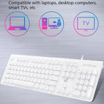 ZGB S500 Teclado de Computador com Fios USB, Teclas Redondas (Preto), Teclas Redondas (Branco)