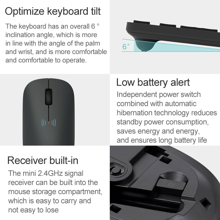 Conjunto Original Xiaomi Teclado + Rato Sem Fios 2.4GHz para Portátil, Computador de Secretária, Gen2