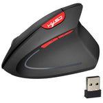 HXSJ T24 Rato Vertical Ergonómico Sem Fios 2.4G com Receptor USB, 6 Botões, 2400 DPI, T24 Preto, T24 Cinzento