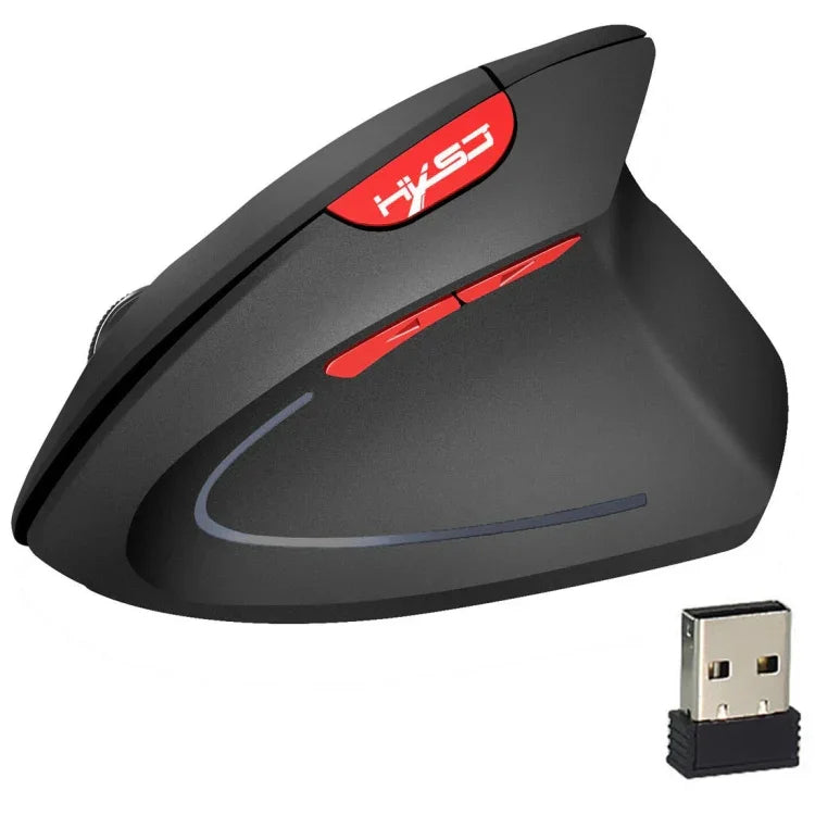 HXSJ T24 Rato Vertical Ergonómico Sem Fios 2.4G com Receptor USB, 6 Botões, 2400 DPI, T24 Preto, T24 Cinzento