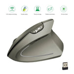 HXSJ T24 Rato Vertical Ergonómico Sem Fios 2.4G com Receptor USB, 6 Botões, 2400 DPI, T24 Preto, T24 Cinzento